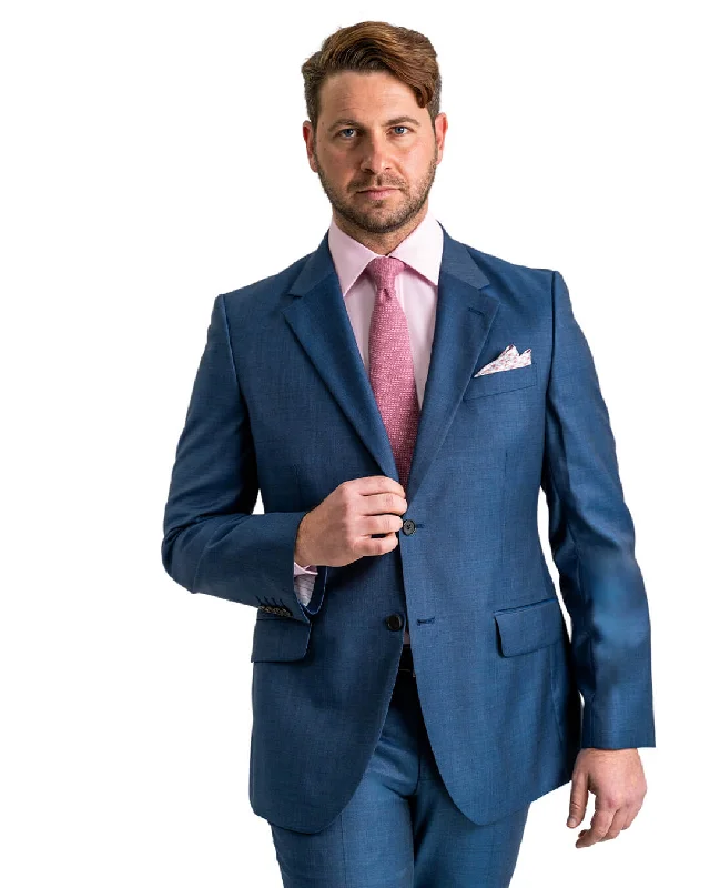 Blue Super 100s Sharkskin Suit Jacket