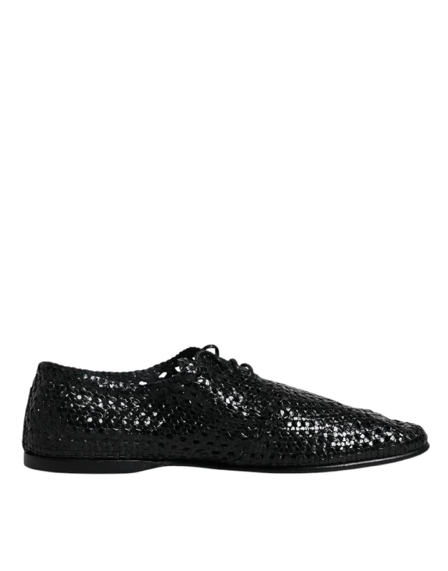 Dolce & Gabbana  Woven Leather Lave Up Derby Men's Shoes