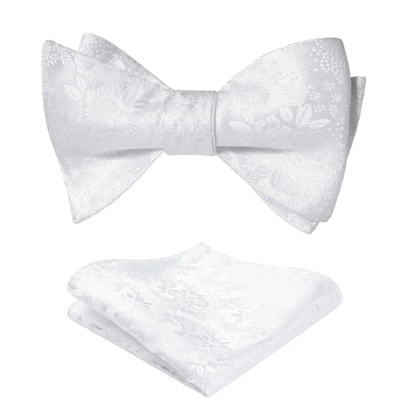 Floral Bow Tie & Pocket Square - A-WHITE