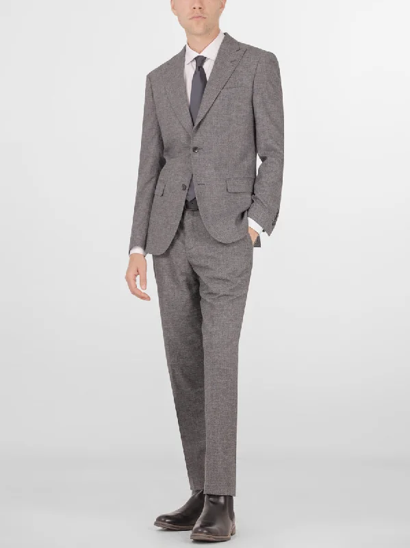 Grey Sharkskin Two Button Peak Lapel Suit