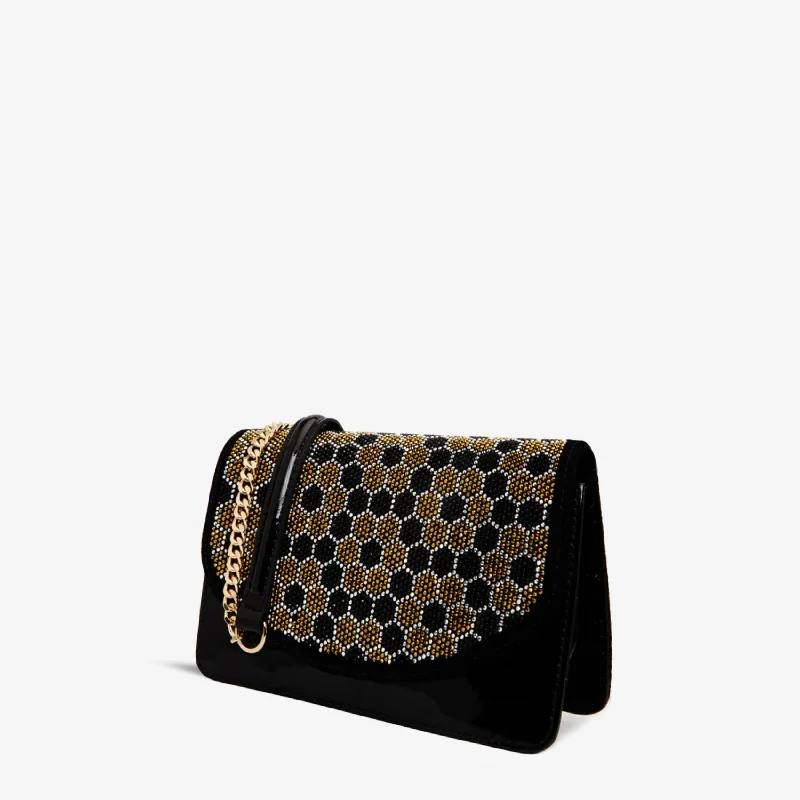 The Bolu Black Glitter Leather Handbag