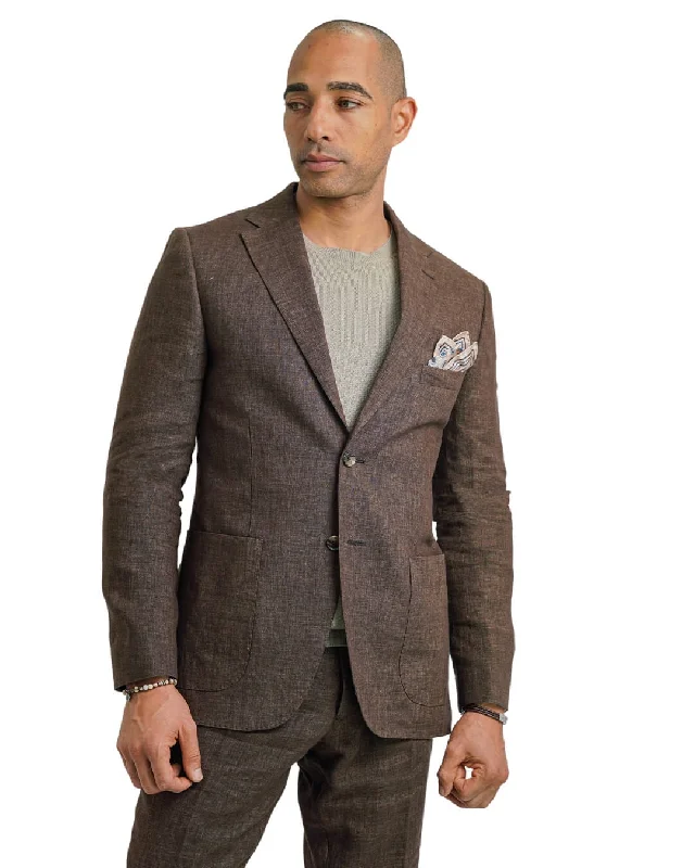 Brown Italian Delave Linen Jacket