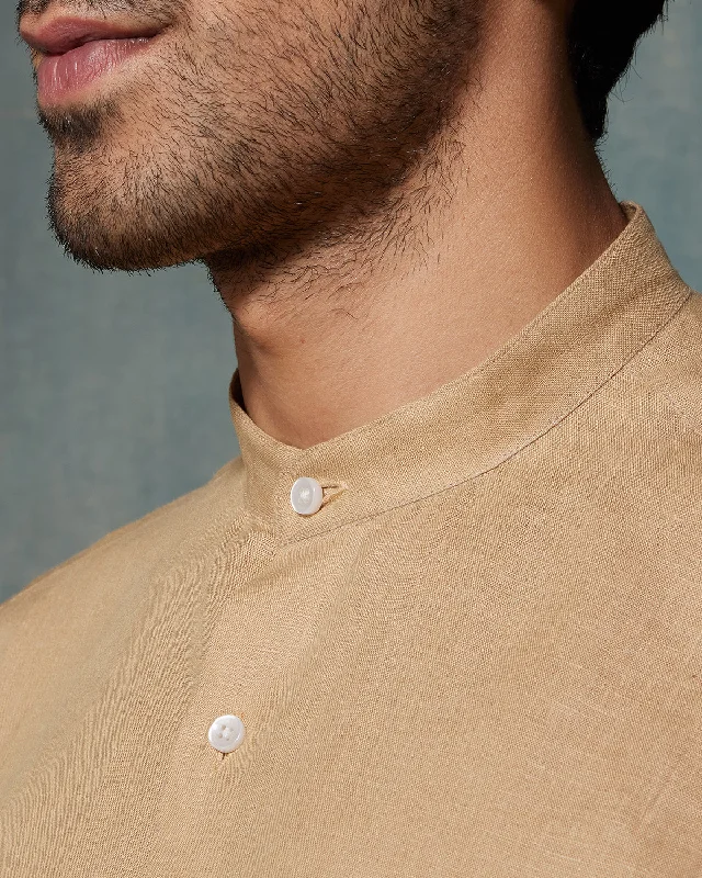 Soft Washed Linen Shirt - Khaki