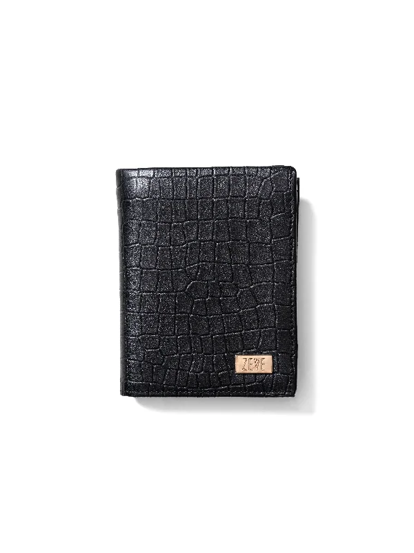 Zeve Folding Wallet - Black Croco Leather