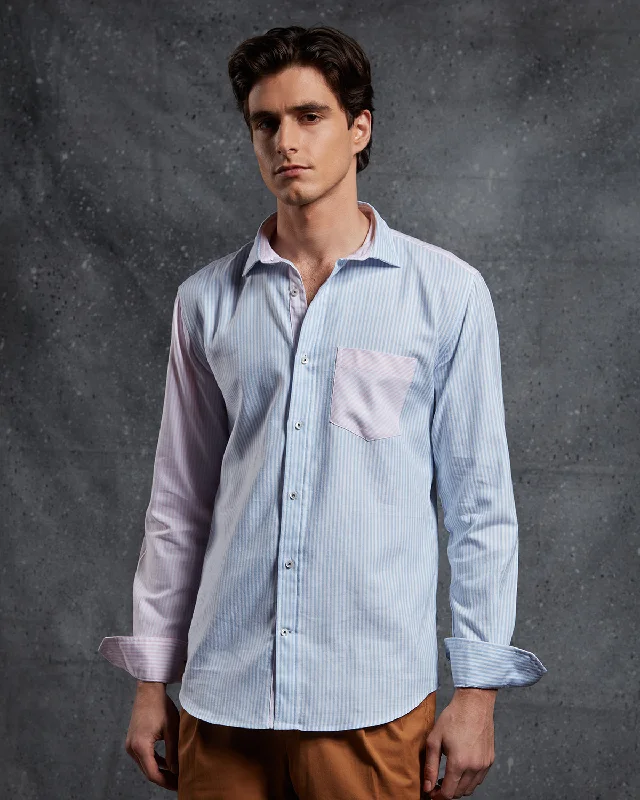 Oxford Striped Shirt - Pink & Light Blue