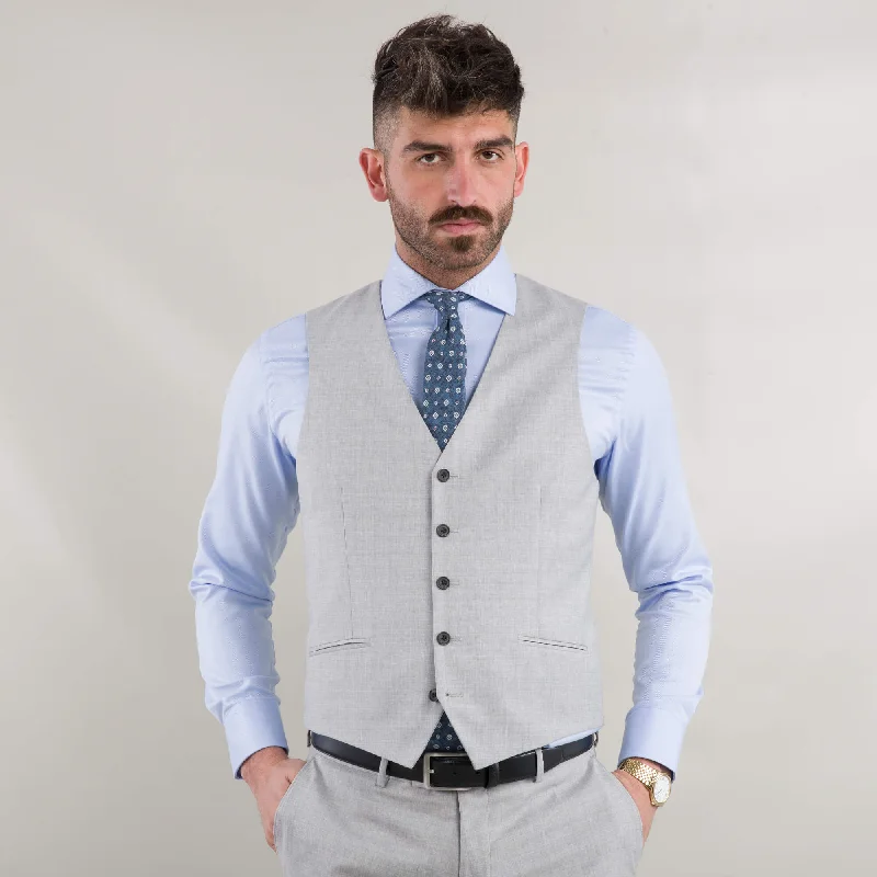 Reda Silver Grey Tropical Weave Waistcoat