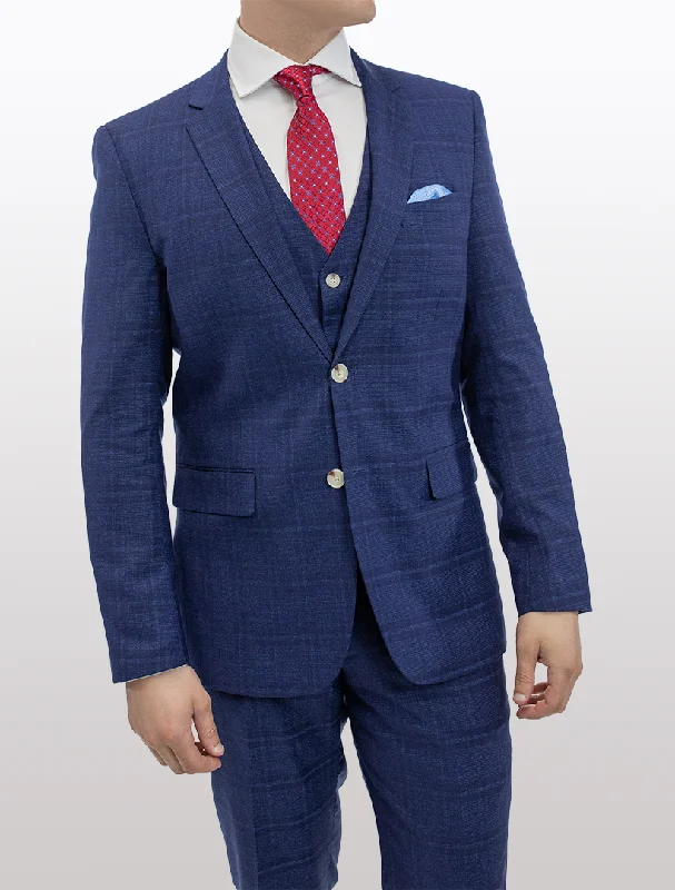 FUBU Blue Graphic Vested Suit