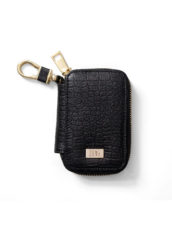 Zeve Key Case - Black Croco Leather