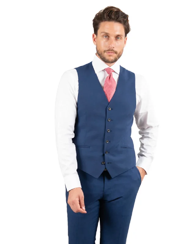 Napoli Blue Machine Washable Waistcoat