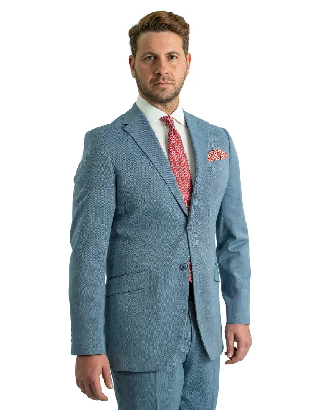 Blue Machine Washable Birdseye Suit