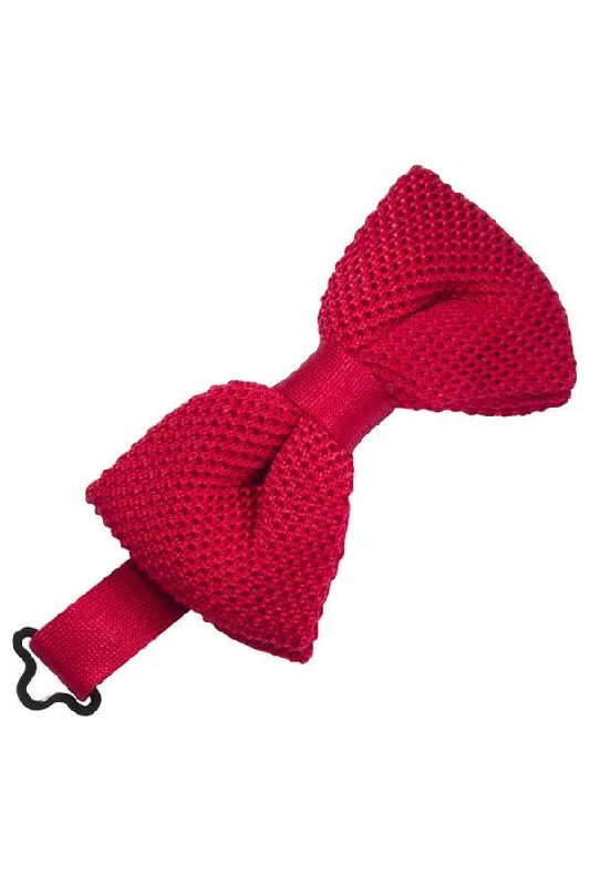 Red Silk Knit Bow Tie