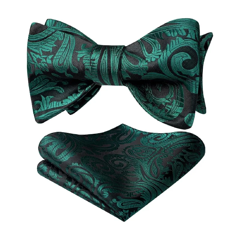 Paisley Bow Tie & Pocket Square - TEAL-4