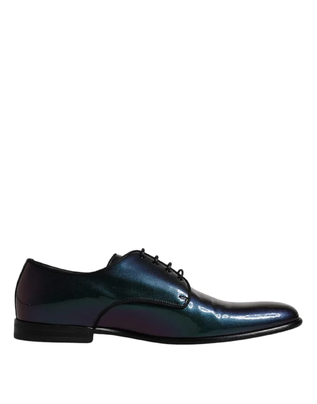 Dolce & Gabbana Peacock Patent Leather Derby Men Dress Men's Shoes