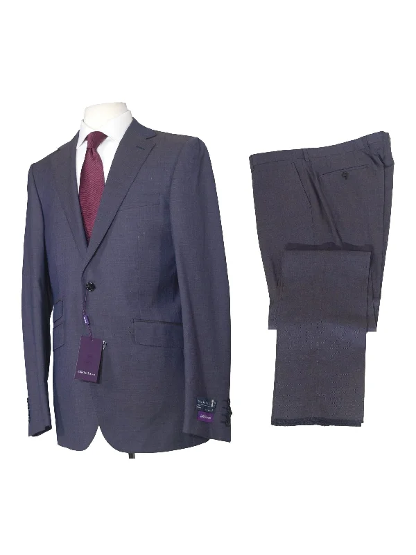 Napoli Mens 42L Blue Pindot Guabello 100% Wool Slim Fit 2 Piece Suit