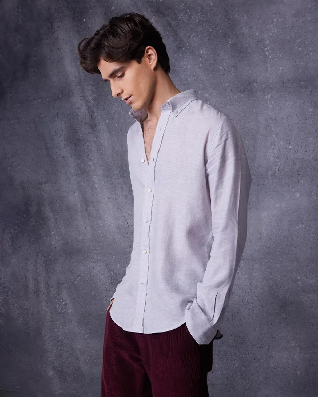 Soft Washed Linen Shirt - Light Grey