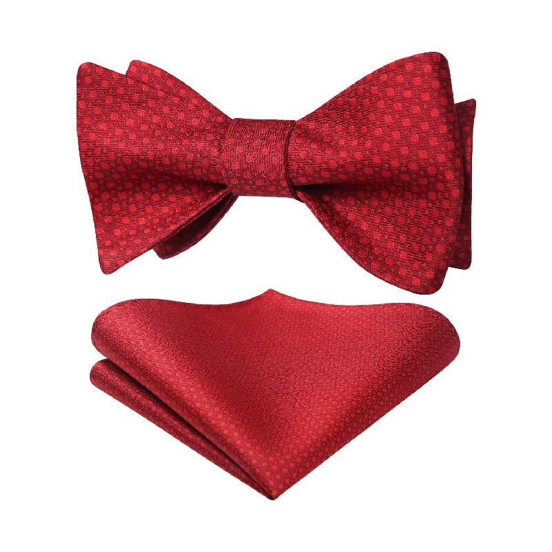 Houndstooth Bow Tie & Pocket Square - RED