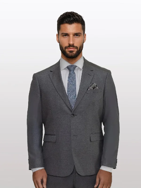 Men's Medium Grey Solid Slim Fit Suit