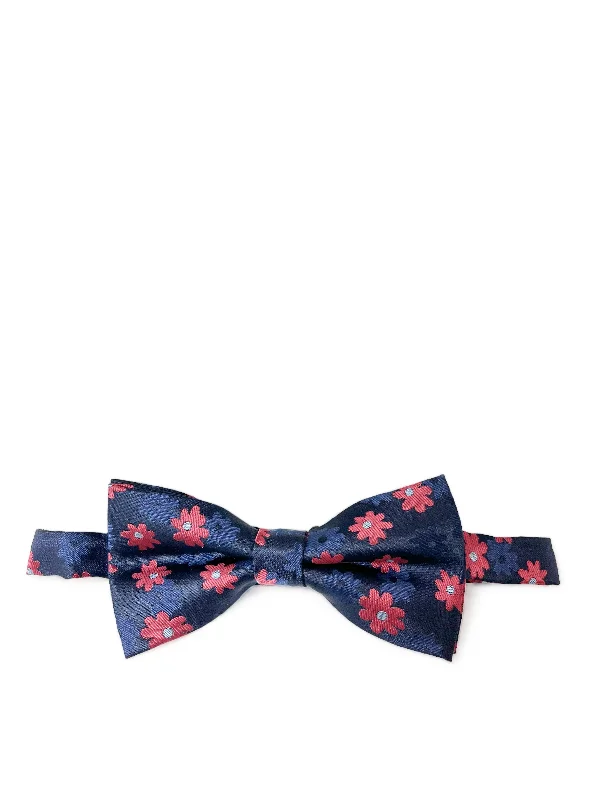 Navy Floral Patterned Bow Tie