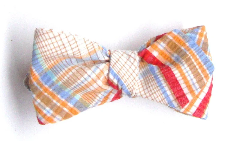 Sunset Plaid Seersucker Bow TIe