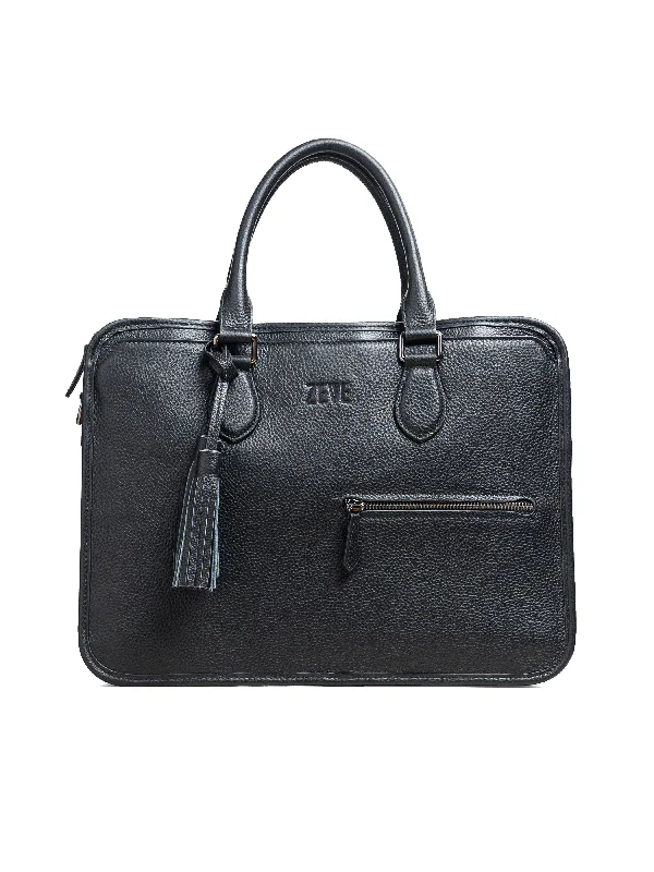 Belluno Briefcase - Black Pebble Grain Leather