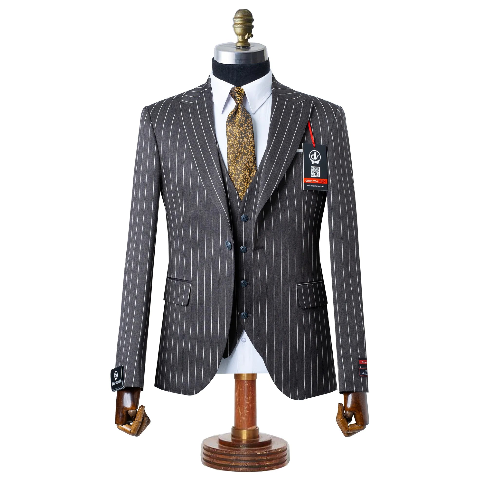 Chauncey | Charcoal Pinstripe 3-Piece Tailored-Fit Suit