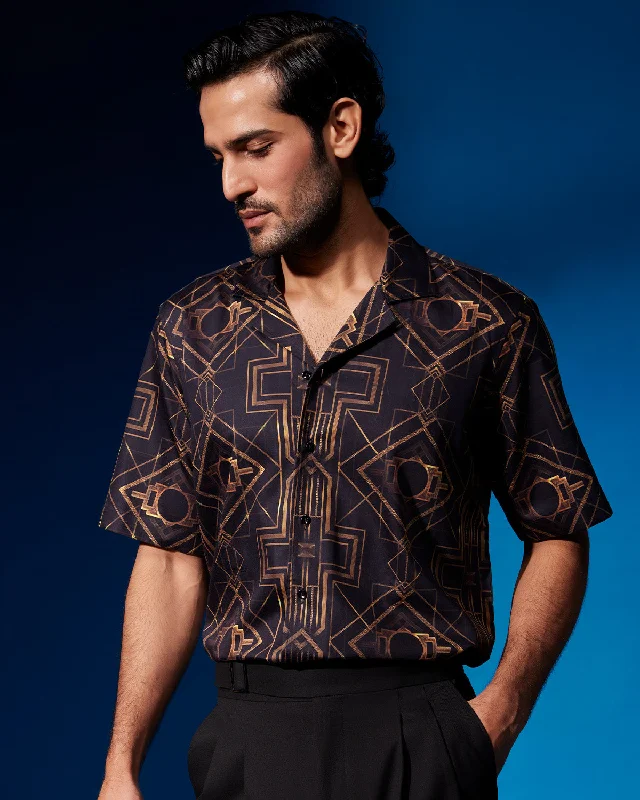 Aurum Printed Shirt - Gold & Black