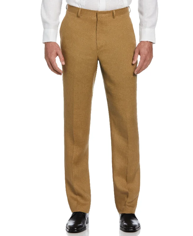 100% Linen Solid Flat Front Pant