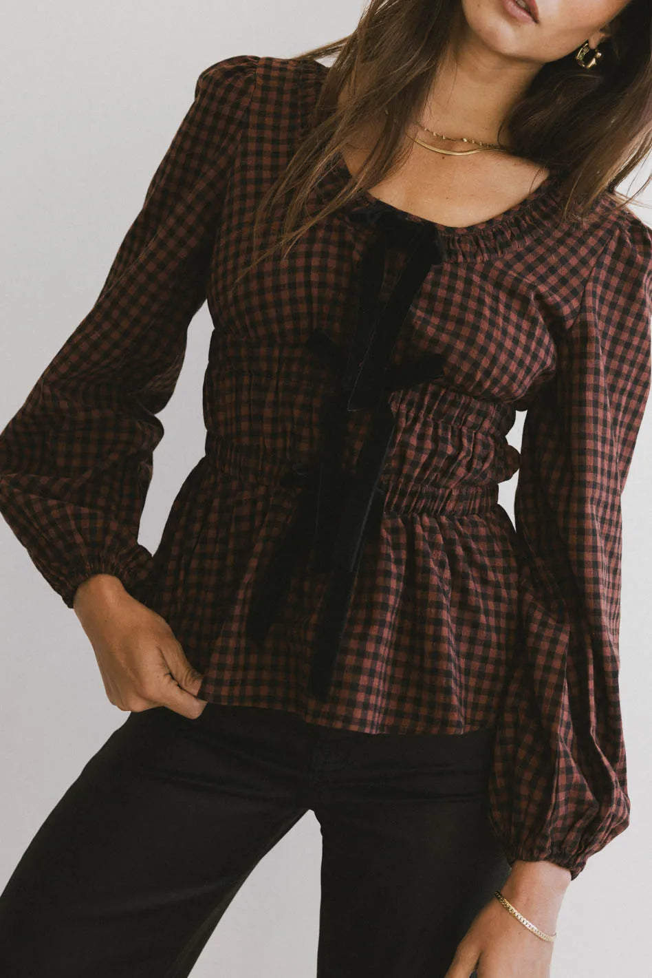 Ella Tie Peplum Blouse - FINAL SALE