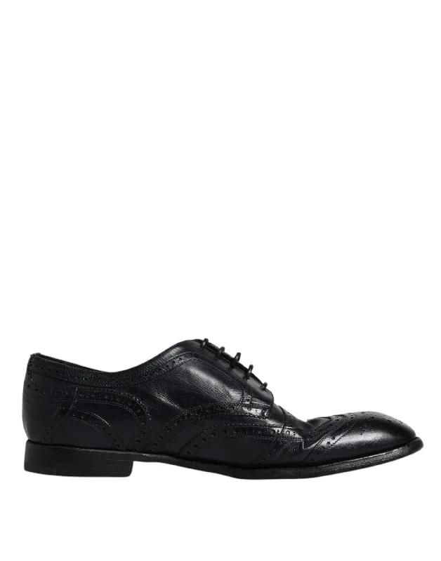 Dolce & Gabbana blue Leather Derby Wingtip Formal Men's Shoes