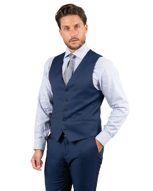 Reda Royal Blue Twill Waistcoat