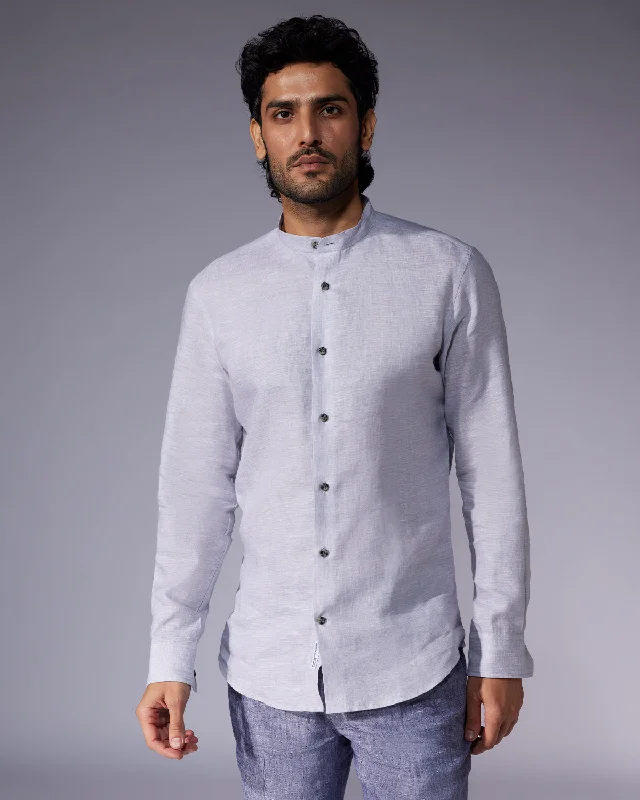 100% Linen Shirt - Light Grey