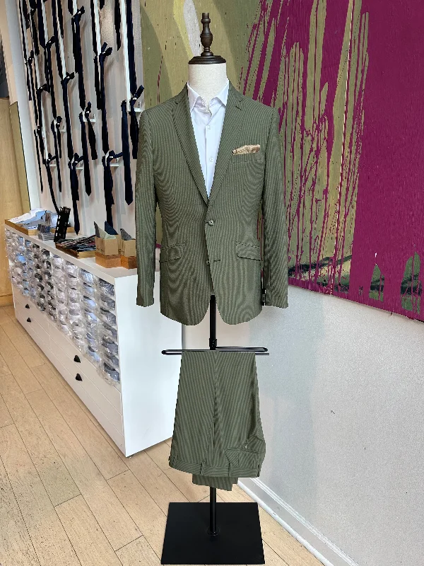 Olive Seersucker Premium Suit