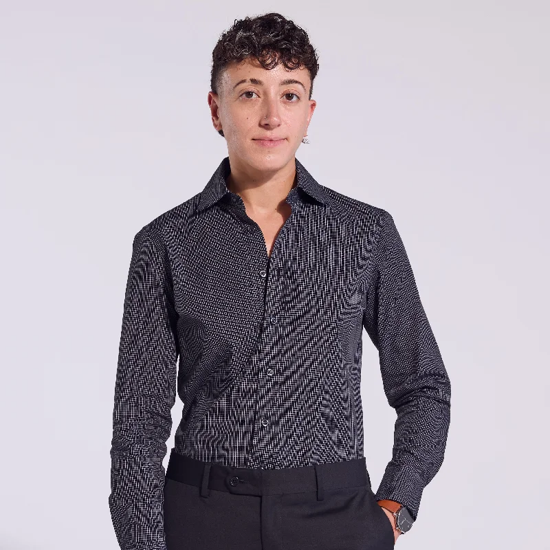 Frankie Black Mini Grid Classic Dress Shirt