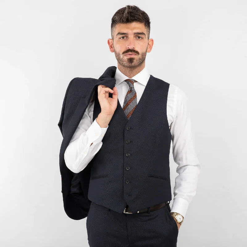 Navy Birdseye Waistcoat