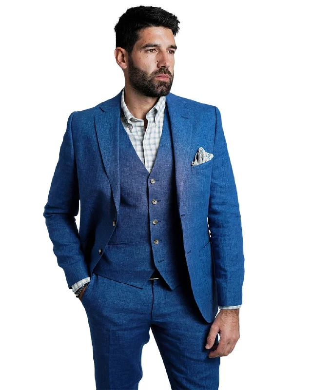 Blue Italian Delave Linen Jacket