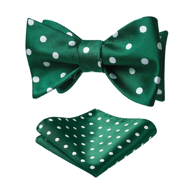 Polka Dots Bow Tie & Pocket Square - C-GREEN/WHITE