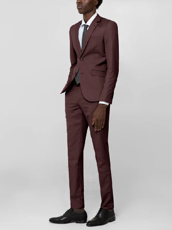 Burgundy Two Button Suit