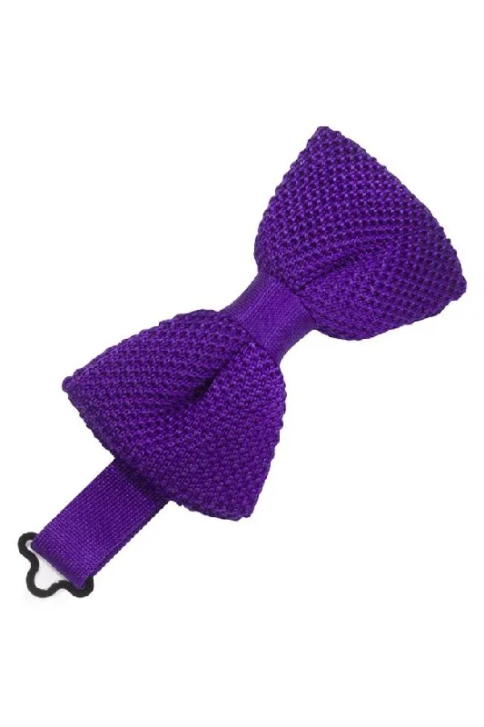 Purple Silk Knit Bow Tie