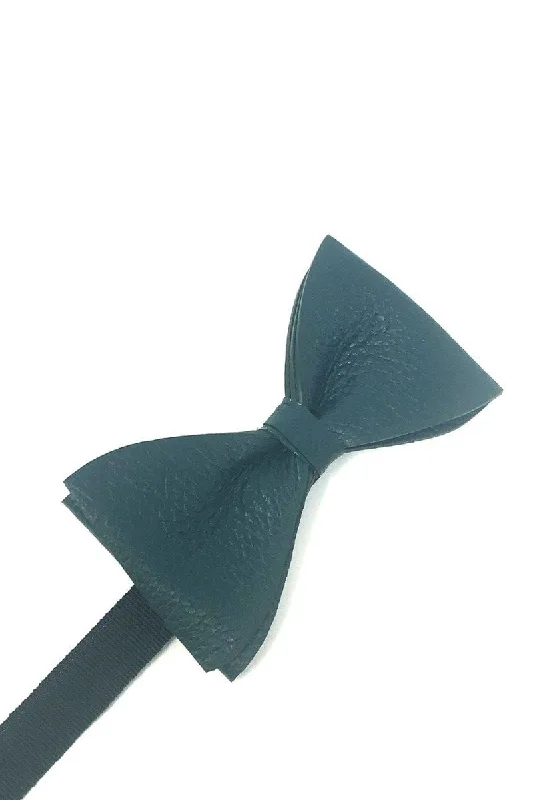 Teal Textured Leather Bow Tie