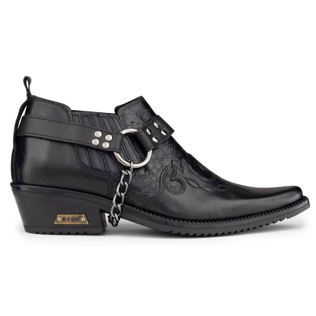 Mens Real Leather Riding Shoes with Chain