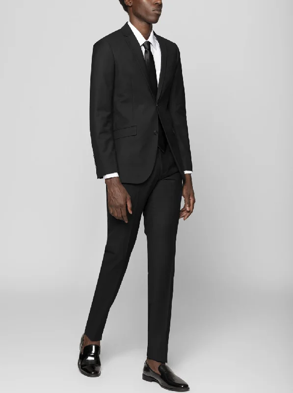 Black Two Button Suit in Wool