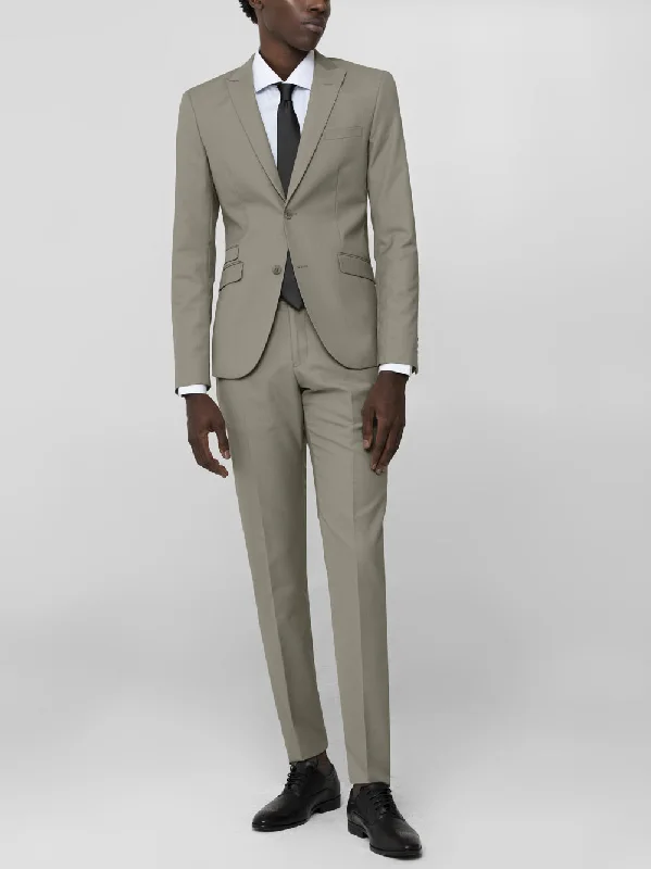 London Fog Grey Two Button Peak Lapel Ticket Pocket Suit