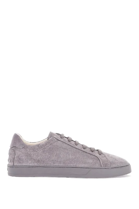 Tod's Lace-Up Shoes In Suede Mouse Grey With Rubber Sole