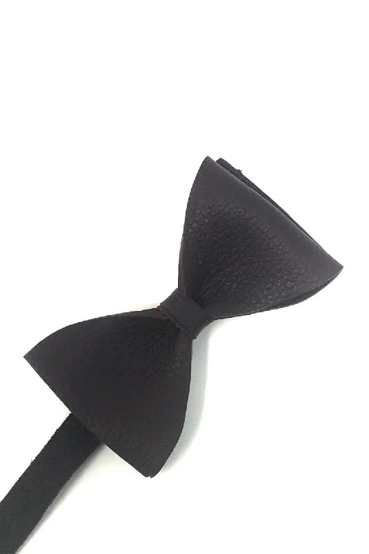 Wine Textured Leather Bow Tie