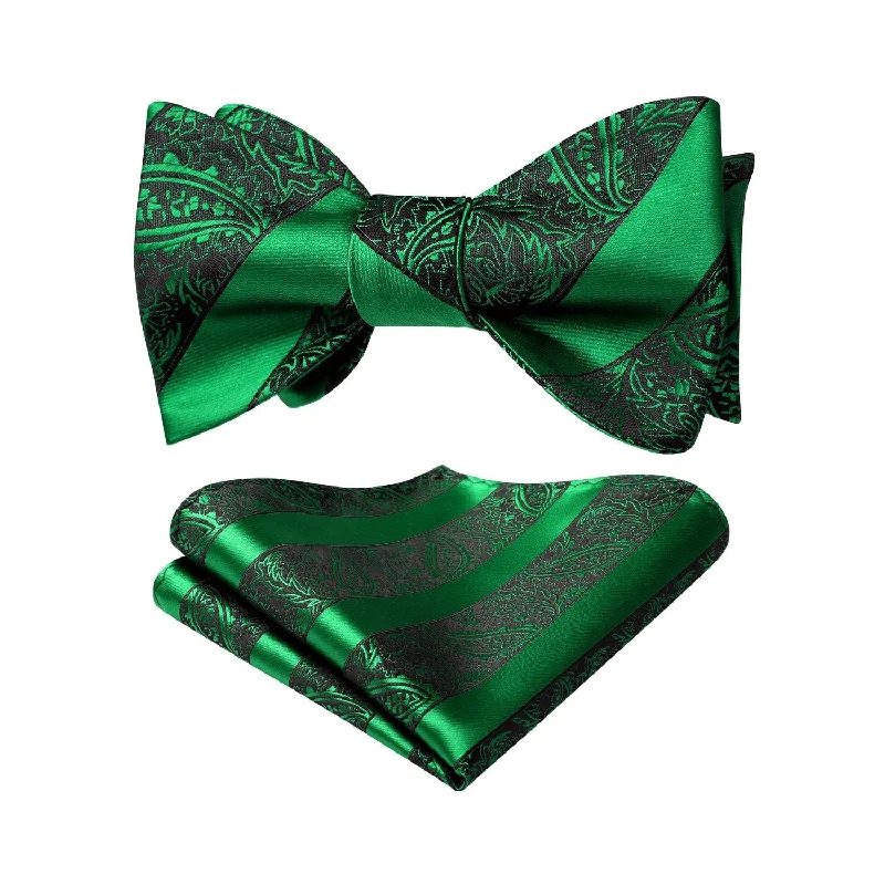 Stripe Bow Tie & Pocket Square - GREEN