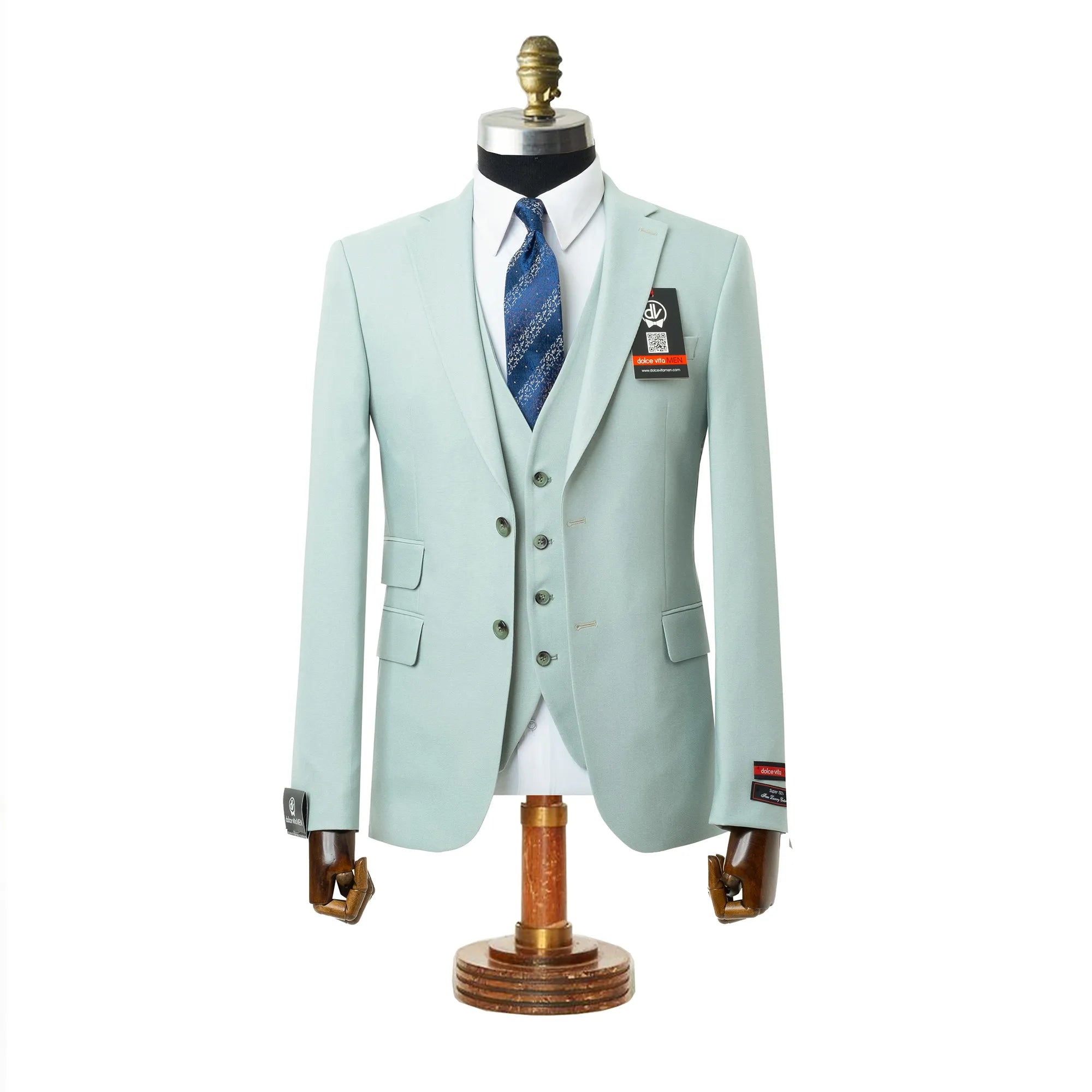 Ezekial | Mint Solid 3-Piece Tailored-Fit Suit