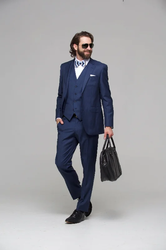 Savile Row Sharkskin Blue Suit D3