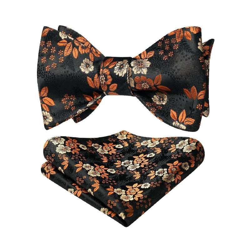 Floral Bow Tie & Pocket Square - BLACK 2