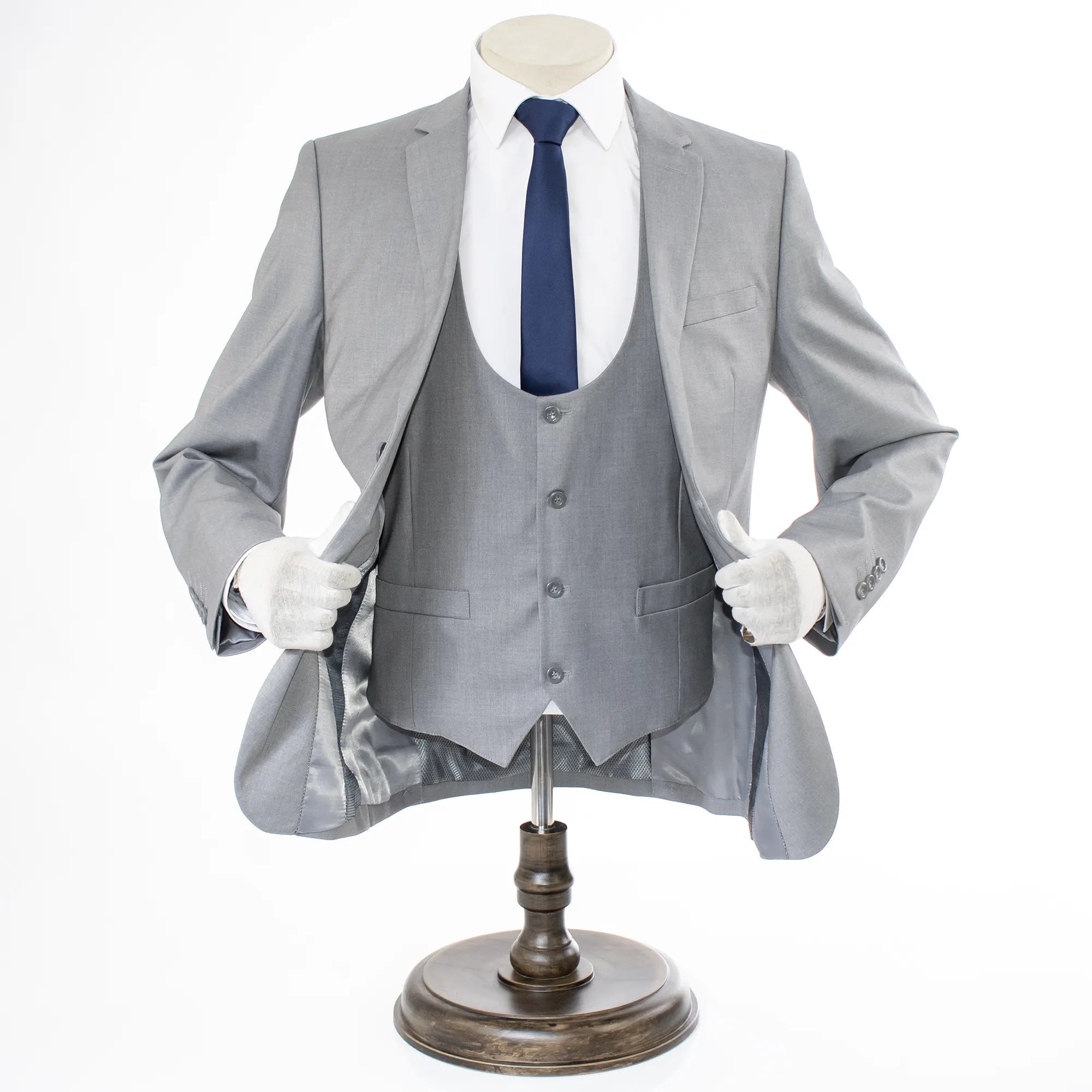 Alfredo | Light Gray Stretch 3-Piece Ultra-Slim-Fit Suit