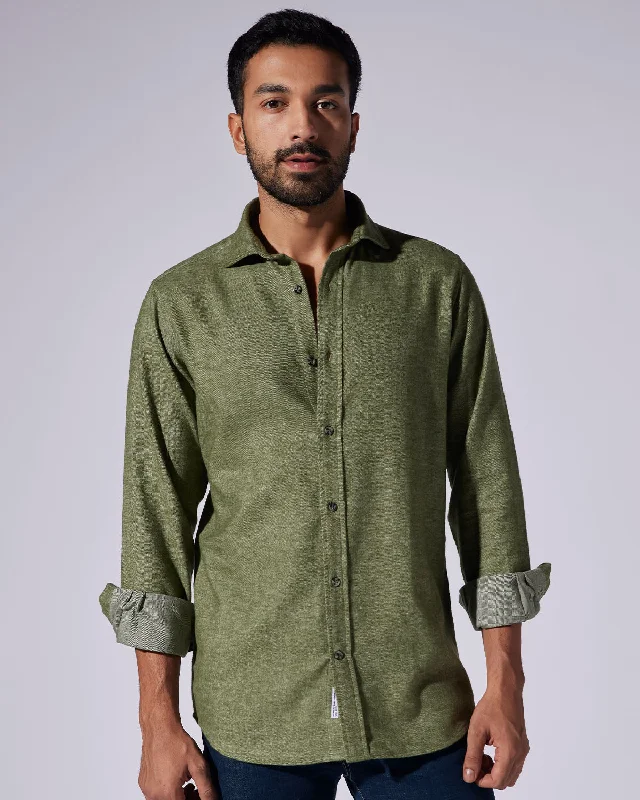 Japanese Brushed Twill Shirt - Green